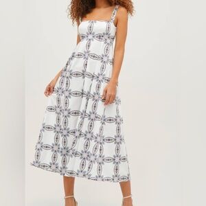 The Rowena Dress- Marseille Geo Cotton Sateen NWT